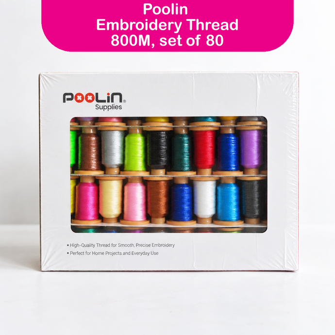 POOLIN | Polyester Embroidery Machine Thread Set, 108D/2, 800M, 40WT - 80 rolls