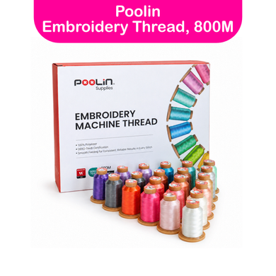 POOLIN | Polyester Embroidery Machine Thread, 108D/2, 40WT - 800M