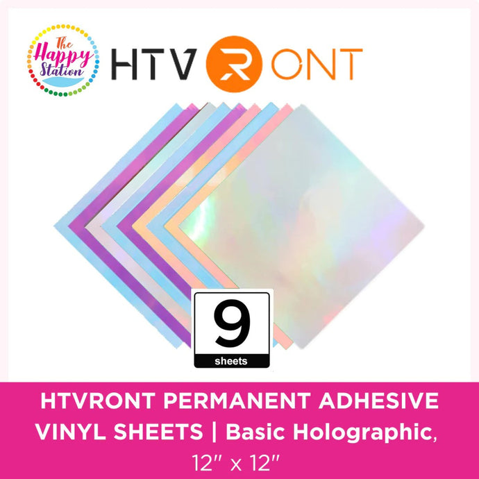 HTVRONT | Holographic Permanent Vinyl Sheets, Basic Holographic, 9 sheets - 12